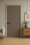 ประตูupvc ภายใน ผิวลายไม้ สีWalnut บานเรียบ 2450฿