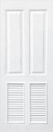 ประตูUPVC ผิวหน้าลายไม้ สีขาว บานลูกฟัก 4 ช่องตรง+เจาะเกล็ด 1/2