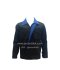 เสื้อแจ๊คเก็ต ตัดต่อแบบ A สีดำปกสีน้ำเงิน ผ้าคอมทวิว
