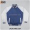 JMB-04-03 เสื้อแจ็คเก็ต ทรงเบสบอล แบบคอตั้งทอพรม ผ้าไมโคร สีกรมท่าตัดต่อสีเทา