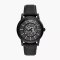 Emporio Armani Meccanico Automatic Skeleton Dial Black Leather Strap Watch For Men - AR60008