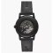 Emporio Armani Meccanico Automatic Skeleton Dial Black Leather Strap Watch For Men - AR60008