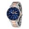 Maserati R8823100001 Lifestyle Day-Date Analog Dial Color Blue-RoseGold 43mm.