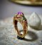 A golden ruby fang ring
