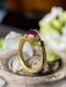 Budding Lotus Petal Ring adorned with Emerald and Ruby(copy)(copy)