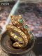 Antique Gold Naga Ring Adorned with Emeralds by Thongpakorn