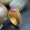 Ayutthaya-era ruby gemstone siege ring Antique gold case